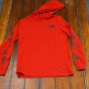 Adidas Boy's Red Hoodie with Black Graphics